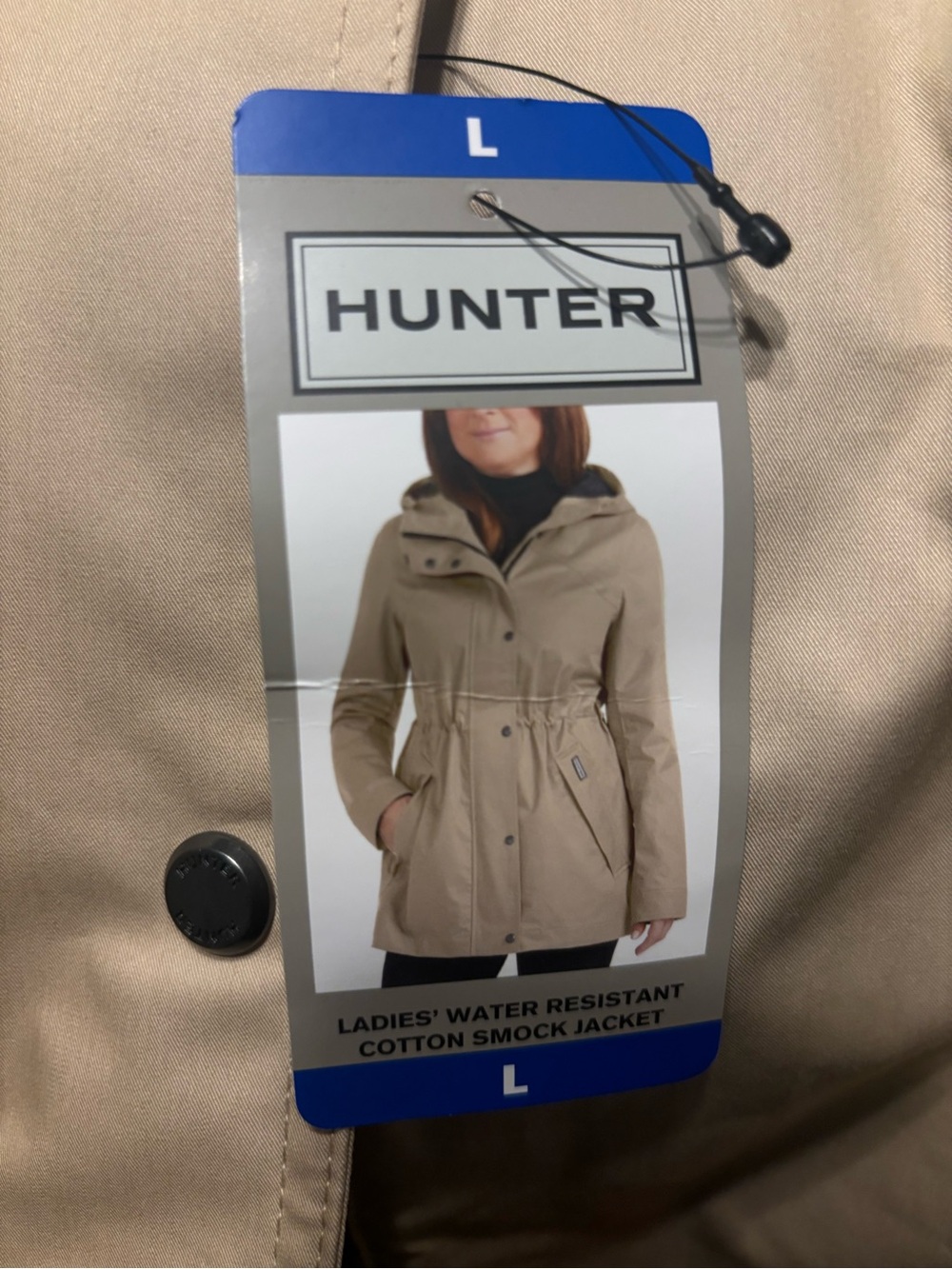 Hunter Ladies' Water Resistant Cotton Smock Jacket - Almond